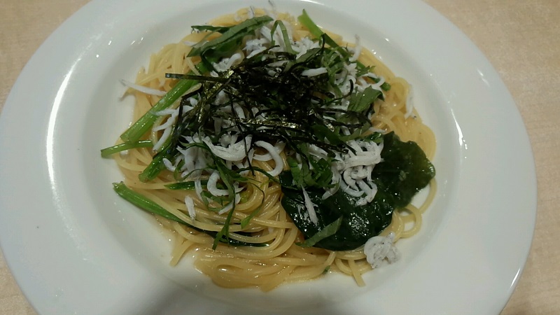 シラスと高菜の和風スパゲッティ